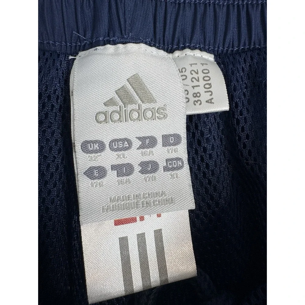 Vintage Y2K Adidas Track Pants Mens L Navy 3 Stripe Ankle Zip Baggy 2005